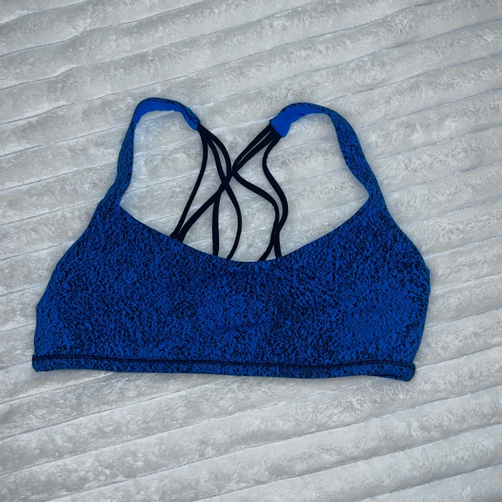 Lululemon Blue and Black Sports Bra with Crisscross Back